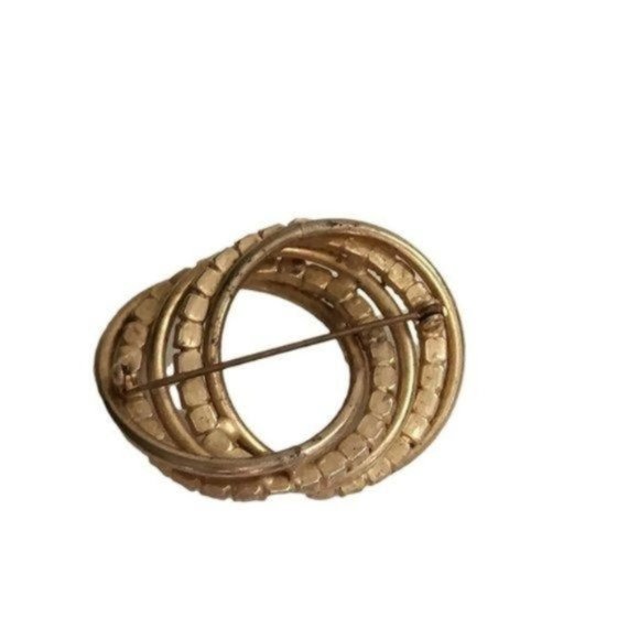 Vintage Rhinestone‎ Abstract Swirl Brooch Pin Gold Tone - Picture 10 of 11